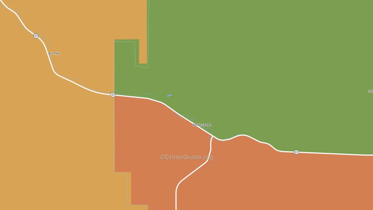 Raynesford, MT Map of Burglary Rates