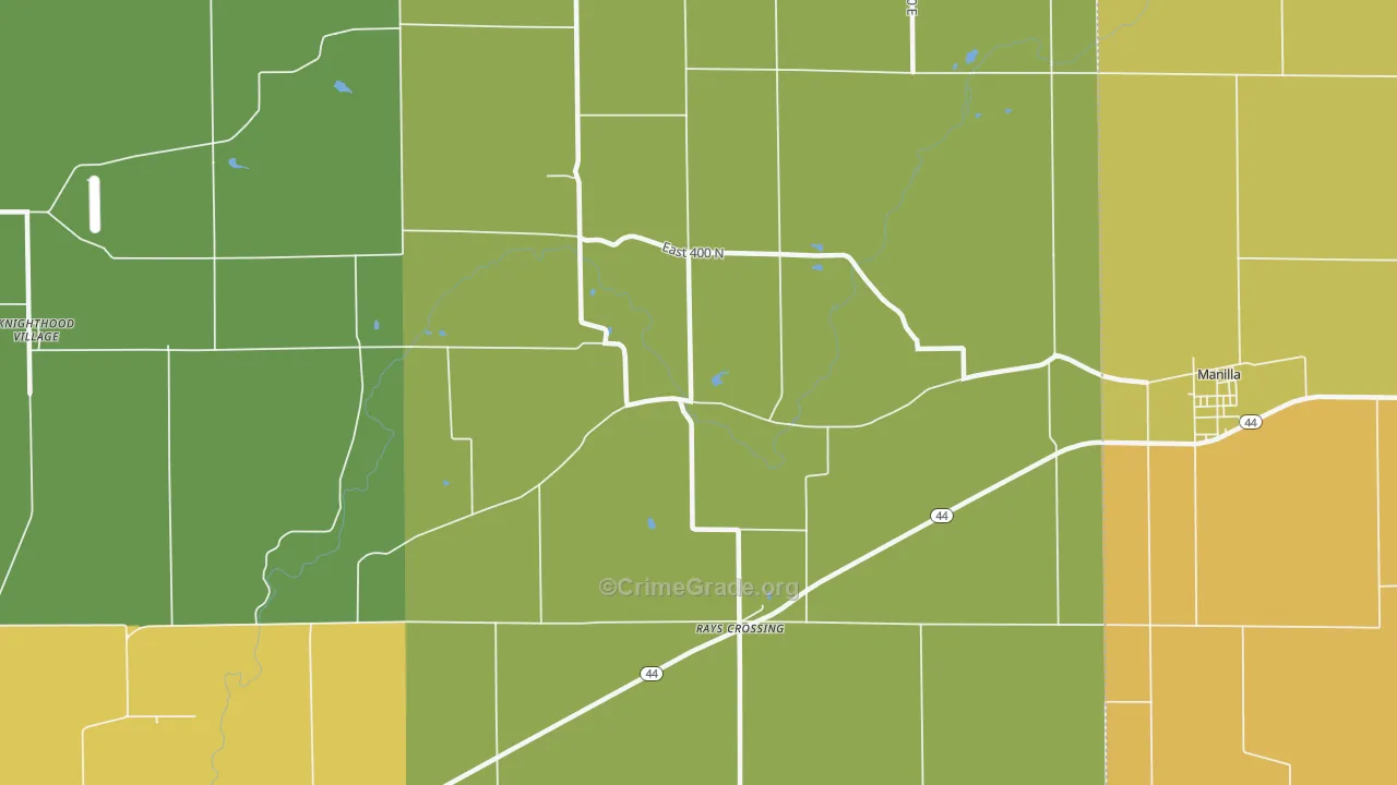 Rays Crossing, IN Map of Burglary Rates