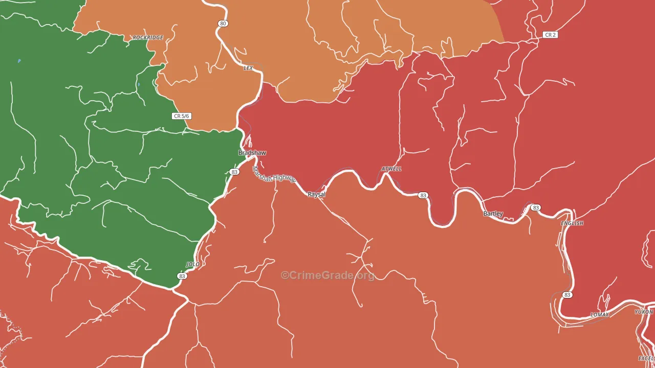 Raysal, WV Map of Burglary Rates