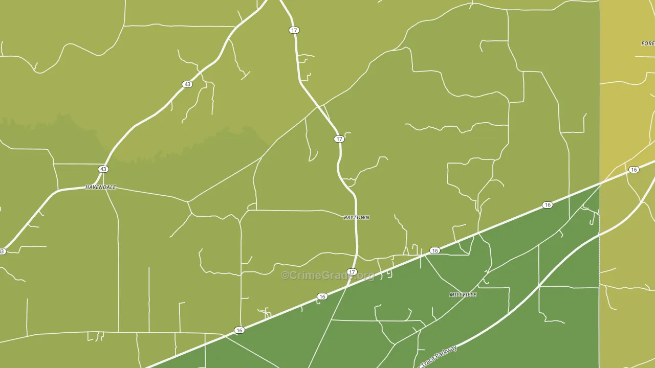 Raytown, MS Map of Burglary Rates