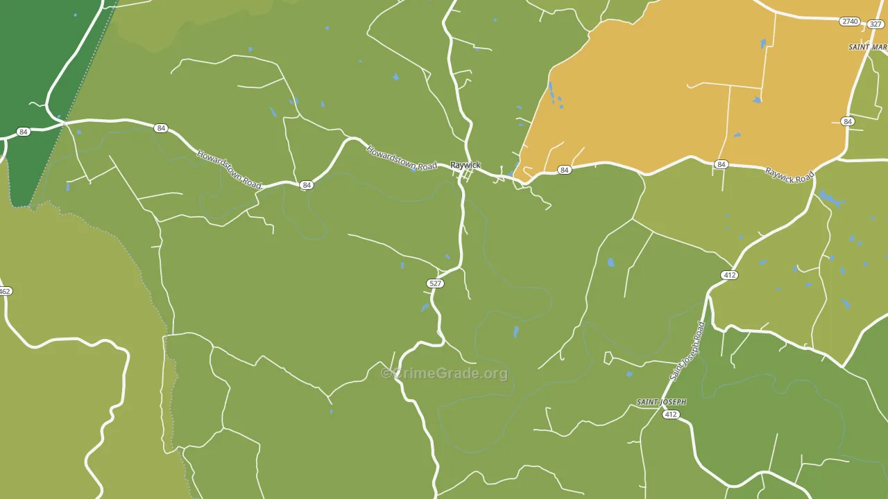 Raywick, KY Map of Burglary Rates