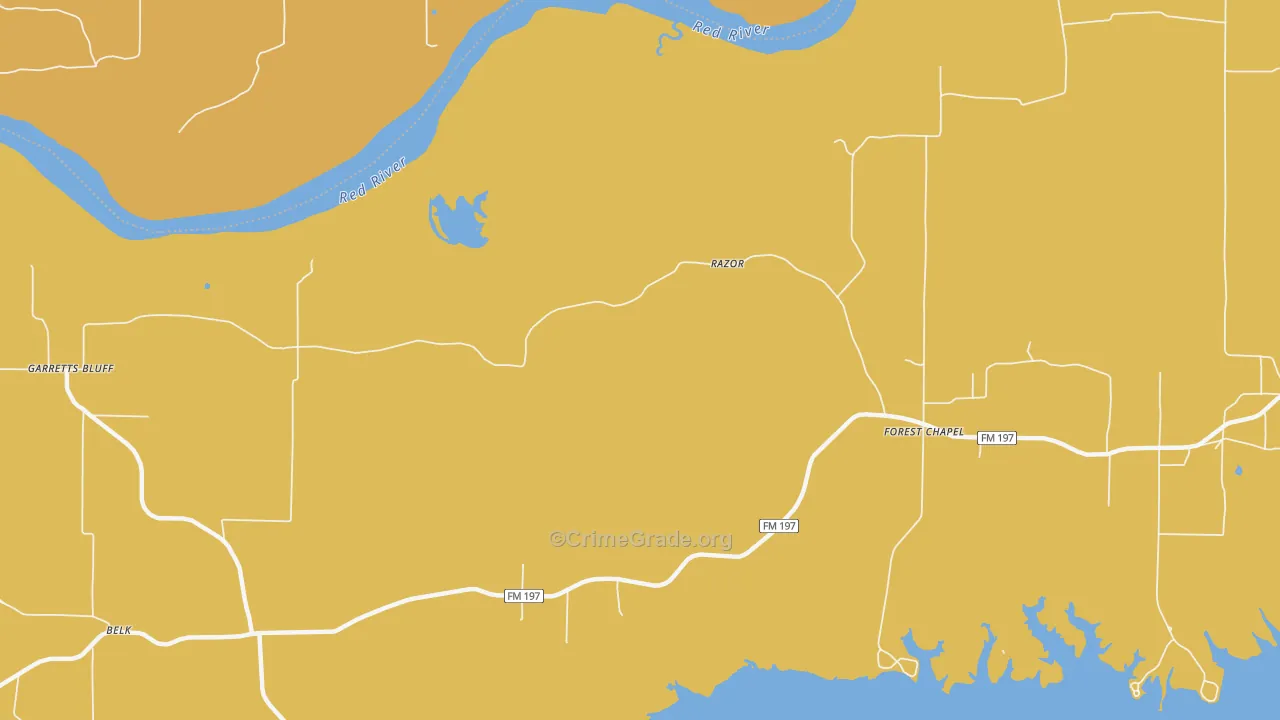 Razor, TX Map of Burglary Rates