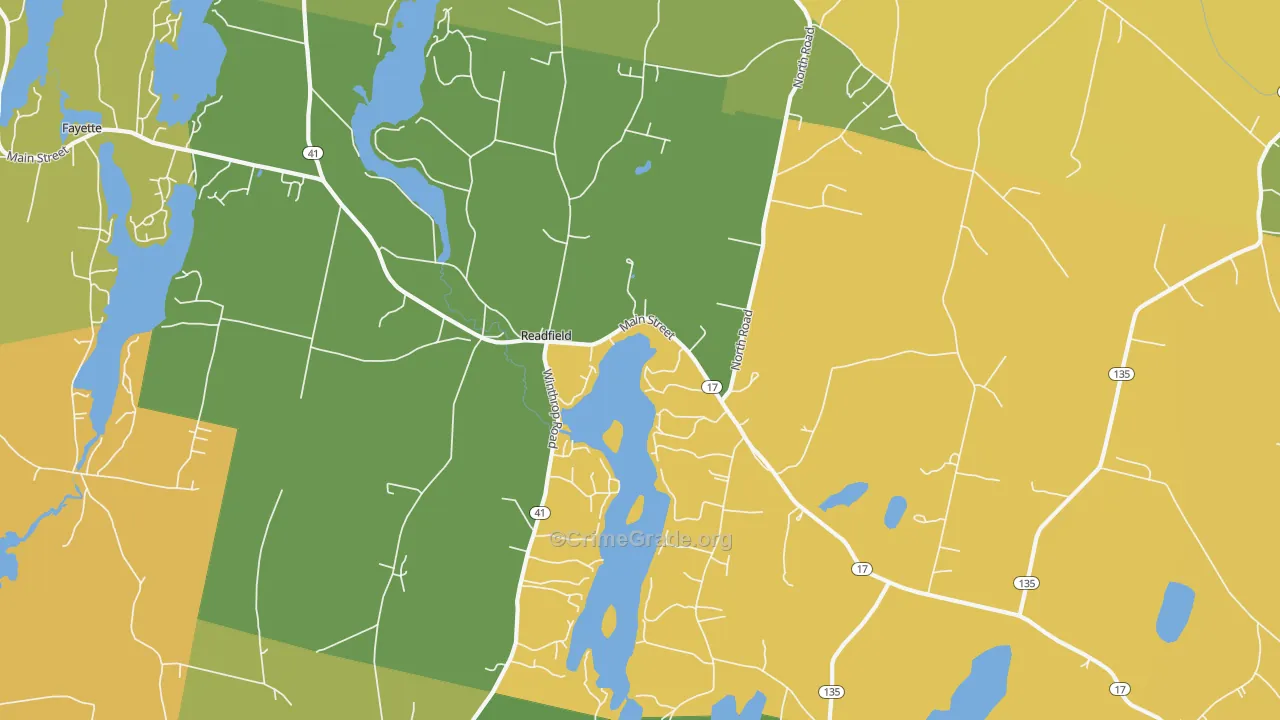 Readfield, ME Map of Burglary Rates