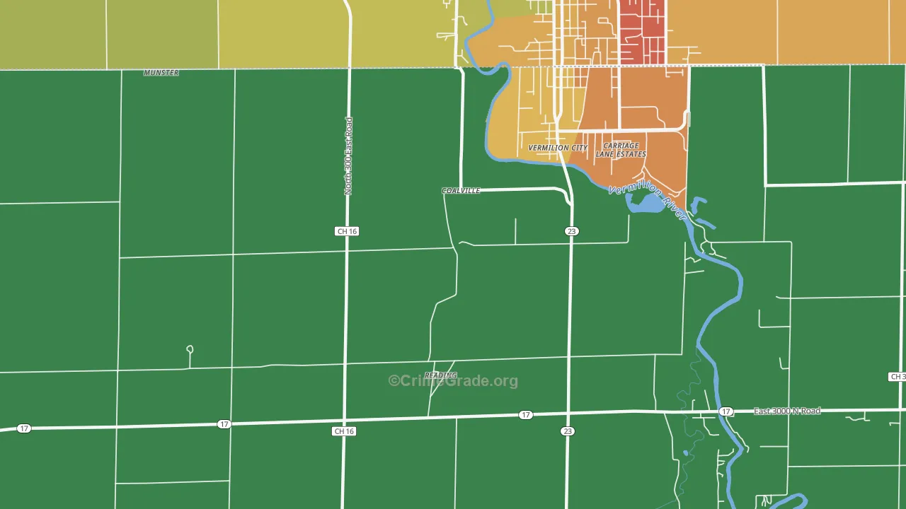 Reading, IL Map of Burglary Rates