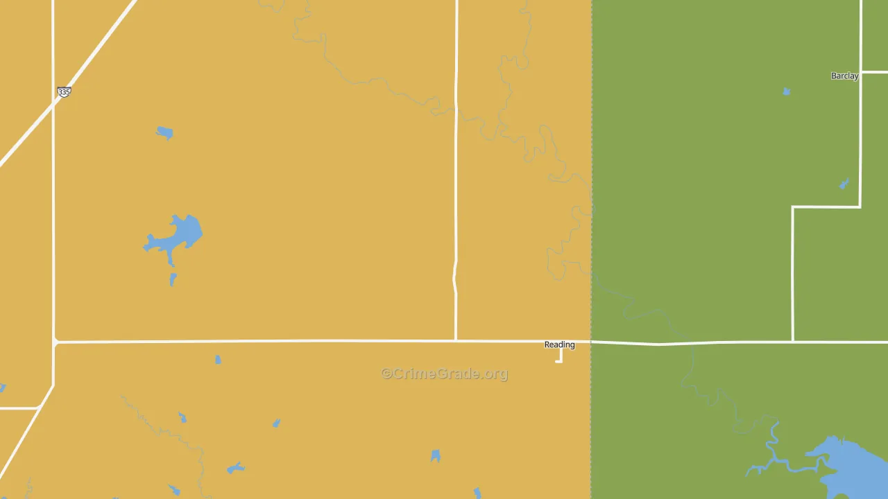 Reading, KS Map of Burglary Rates