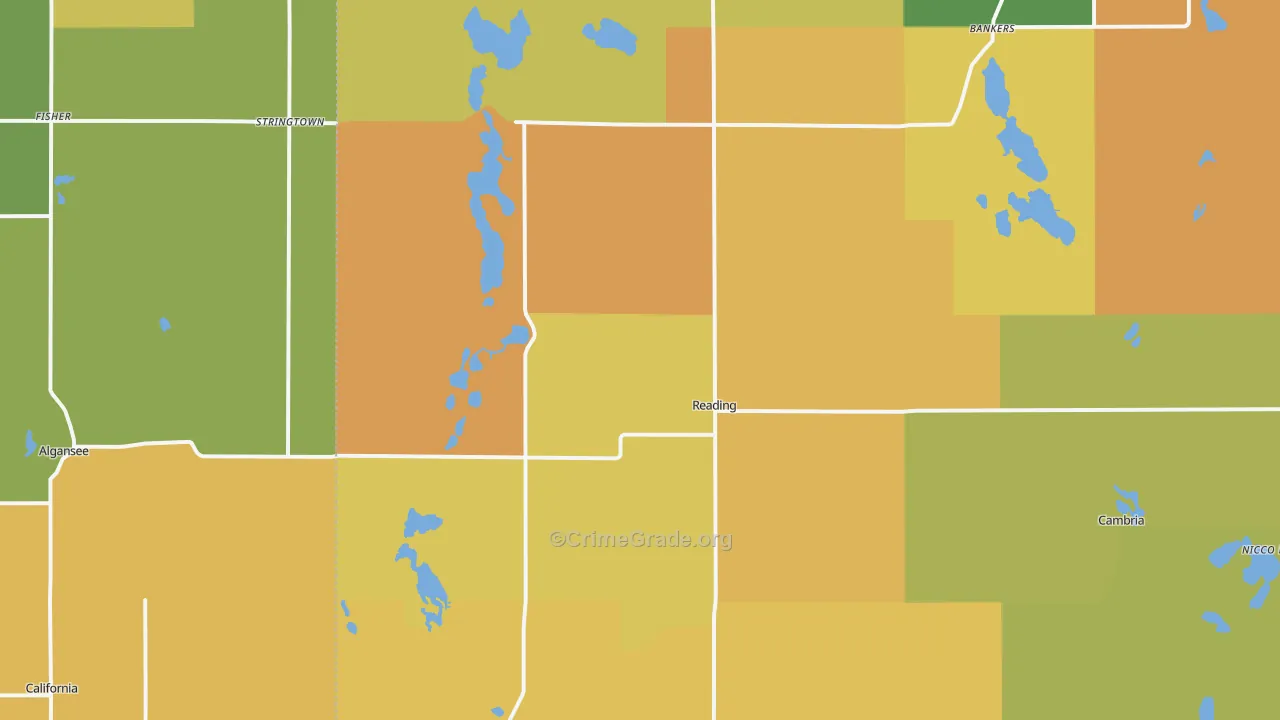 Reading, MI Map of Burglary Rates