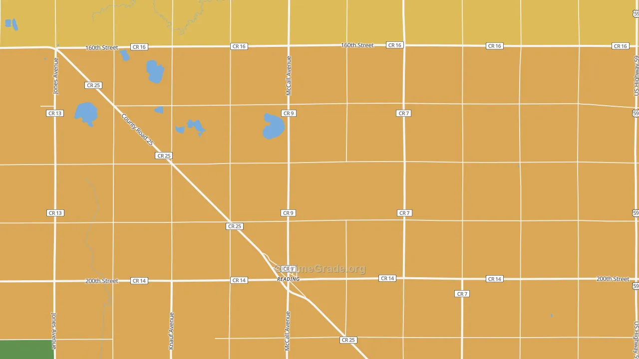 Reading, MN Map of Burglary Rates