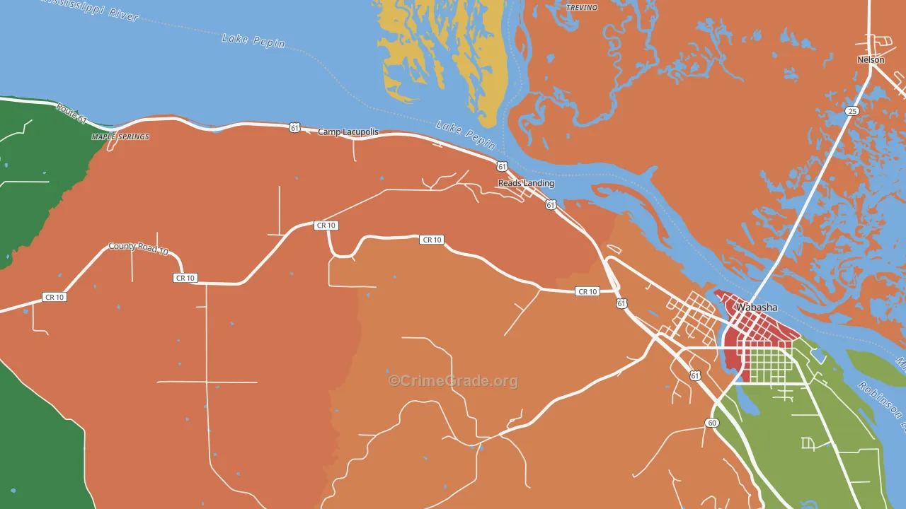 Reads Landing, MN Map of Burglary Rates