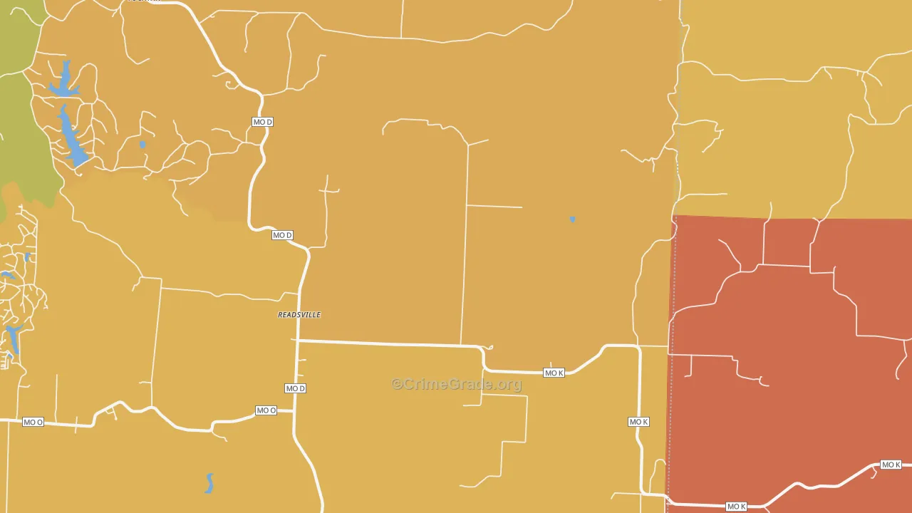 Readsville, MO Map of Burglary Rates
