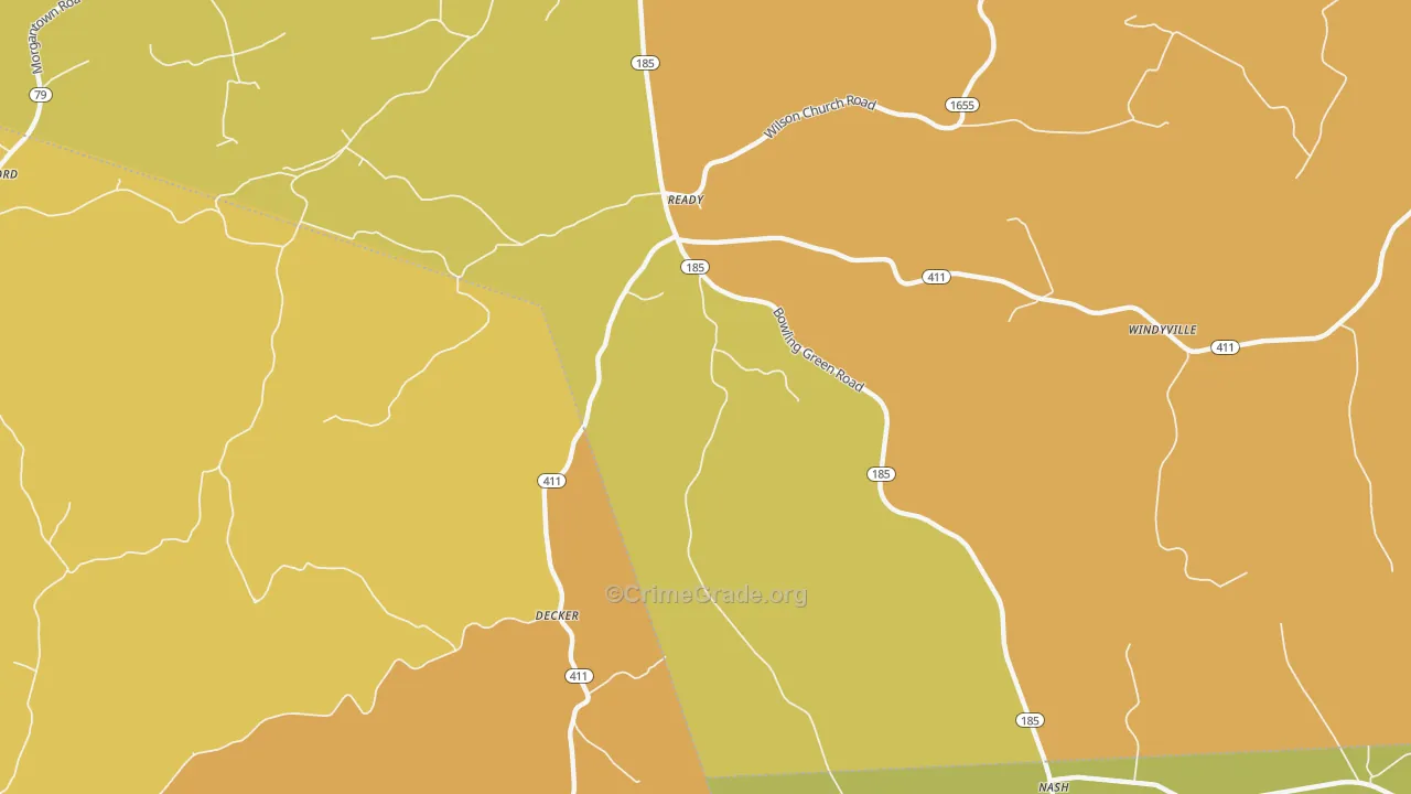 Ready, KY Map of Burglary Rates