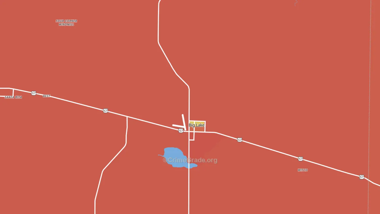 Reagan County, TX Map of Burglary Rates