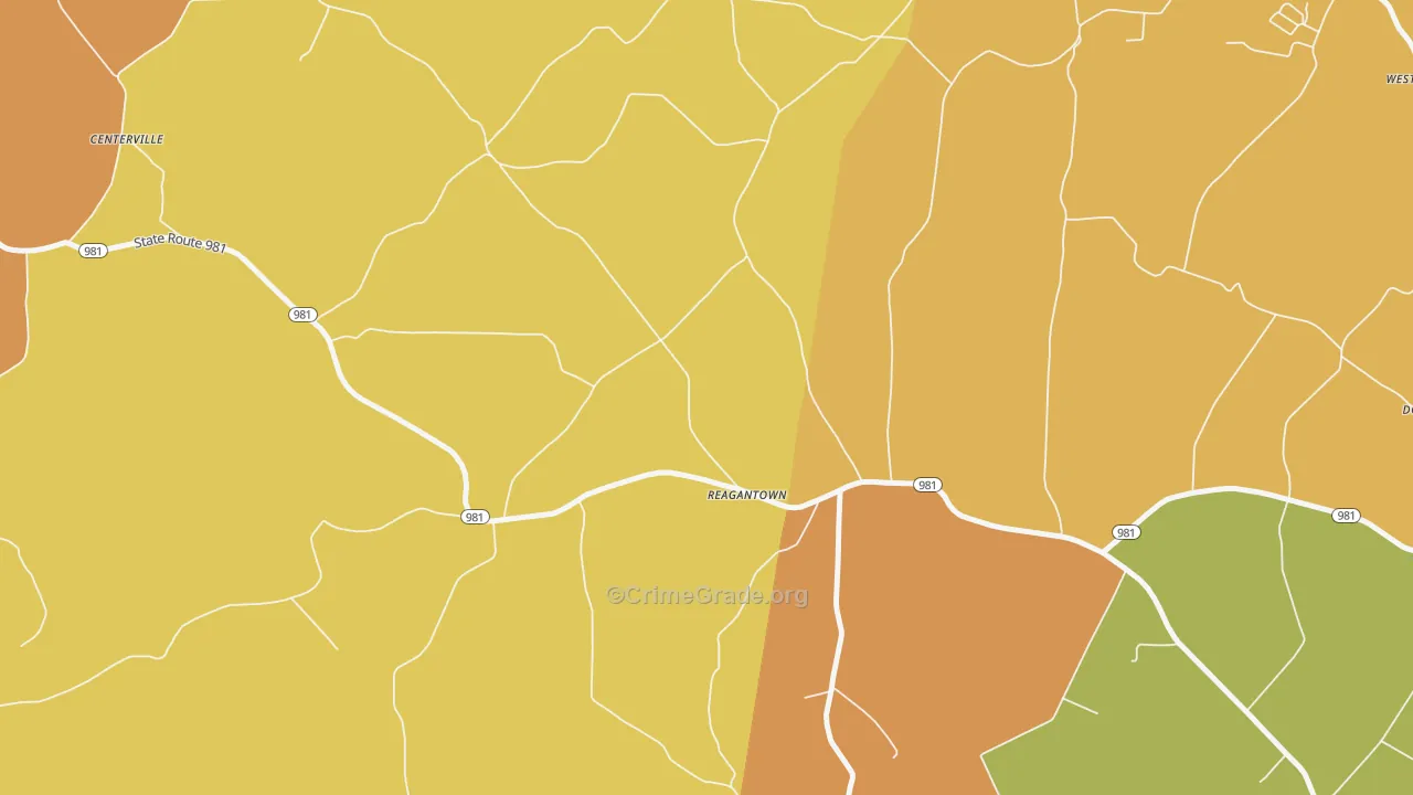 Reagantown, PA Map of Burglary Rates