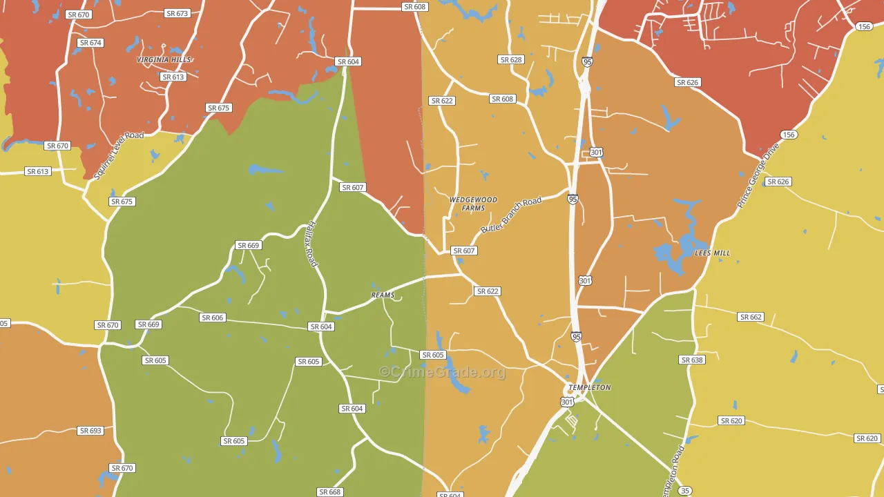 Reams, VA Map of Burglary Rates