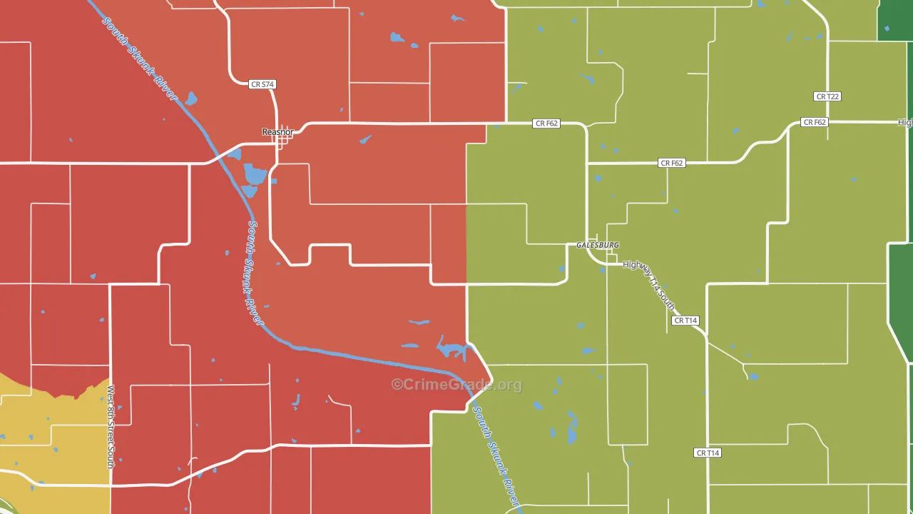 Reasnor, IA Map of Burglary Rates