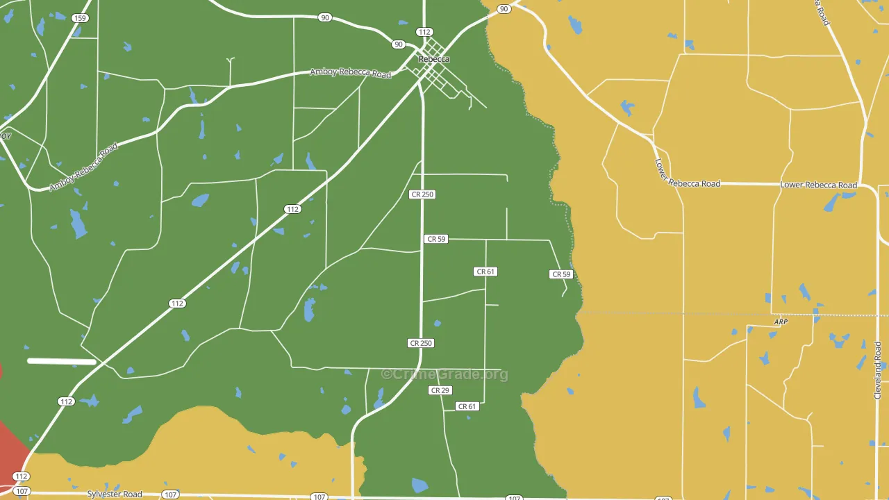 Rebecca, GA Map of Burglary Rates