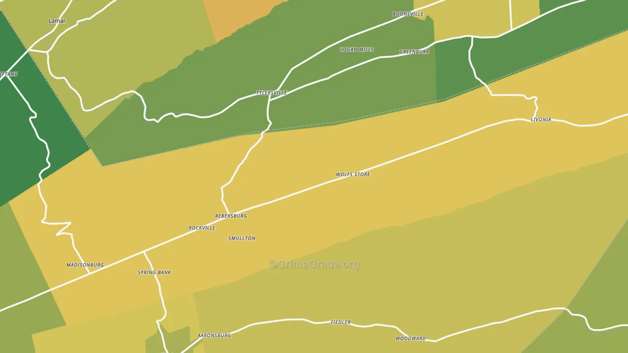 Rebersburg, PA Map of Burglary Rates