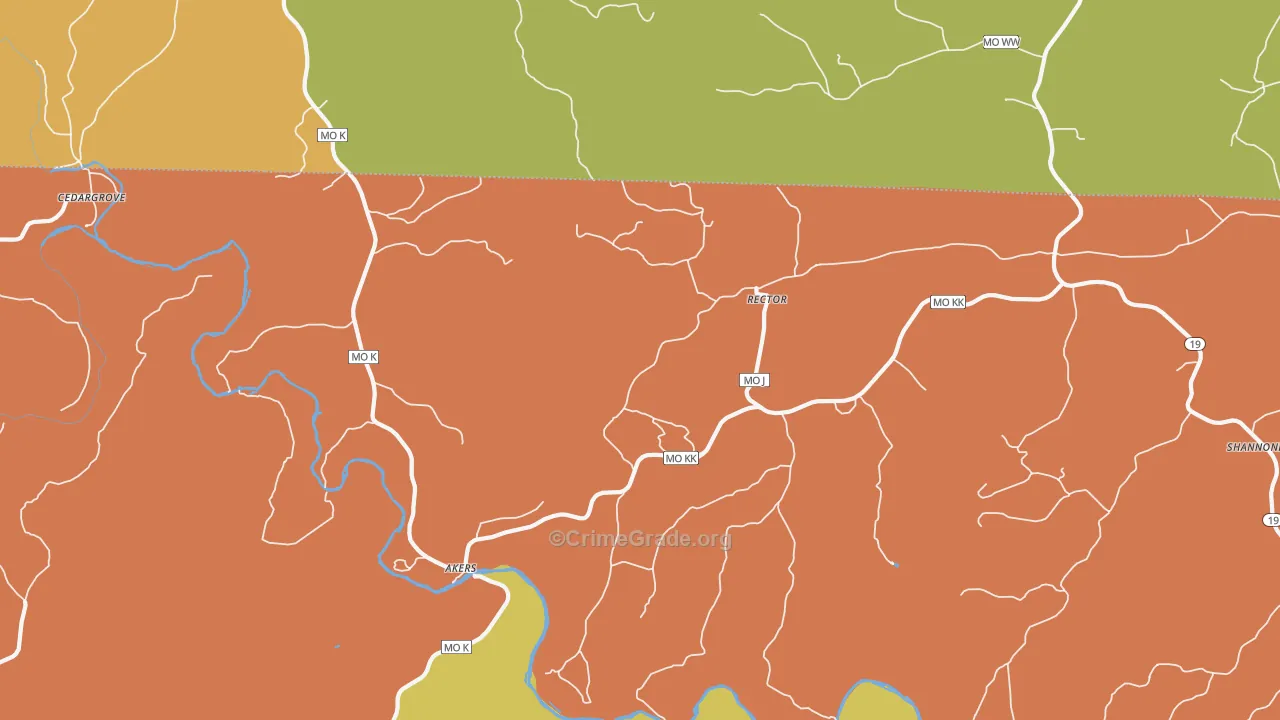 Rector, MO Map of Burglary Rates