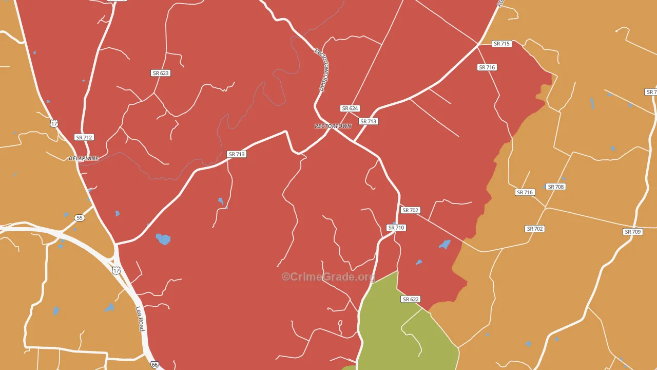 Rectortown, VA Map of Burglary Rates