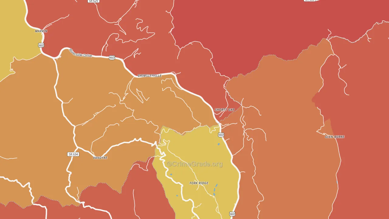 Red Ash, VA Map of Burglary Rates