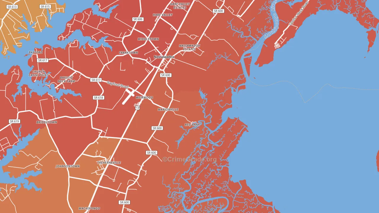 Red Bank, VA Map of Burglary Rates