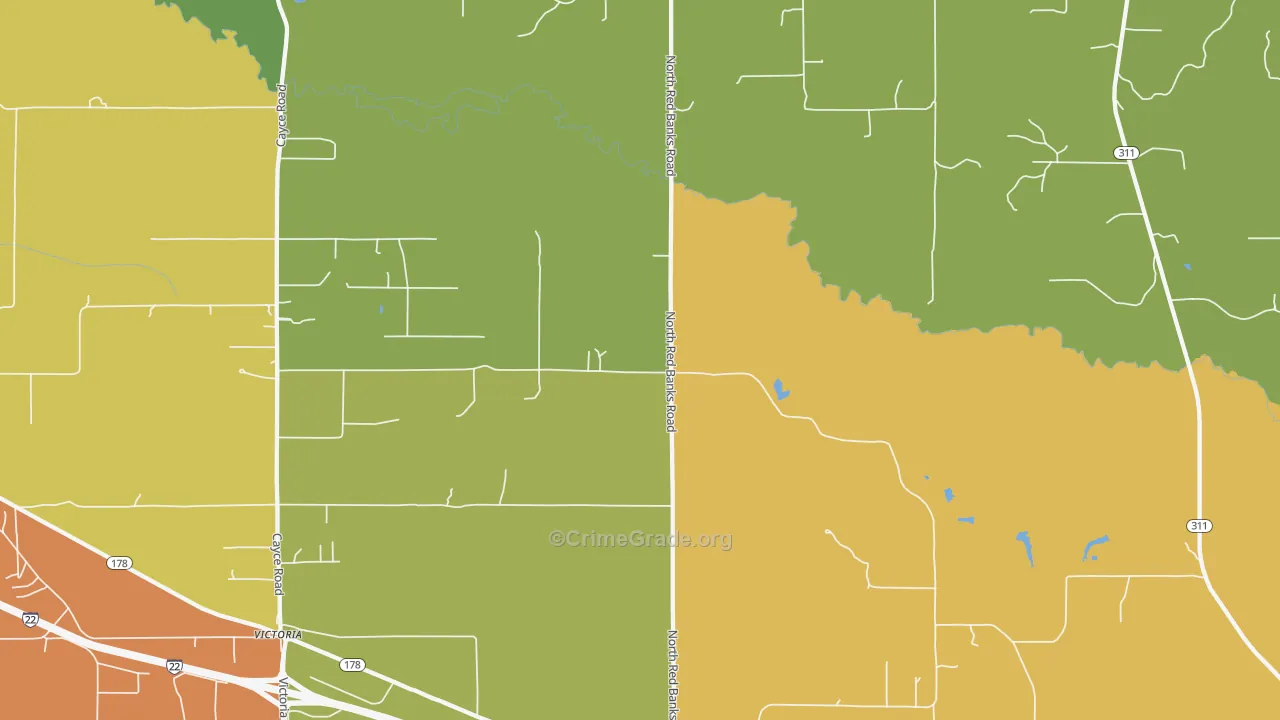 Red Banks, MS Map of Burglary Rates