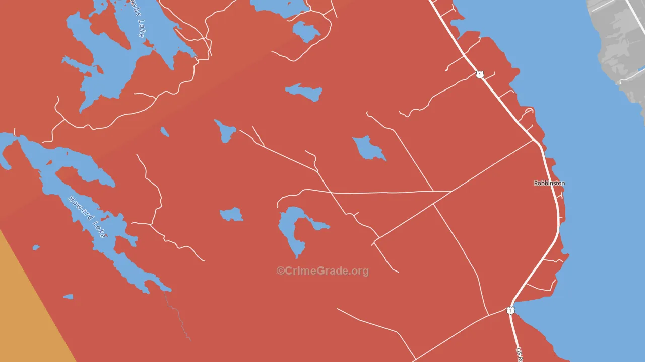 Red Beach, ME Map of Burglary Rates
