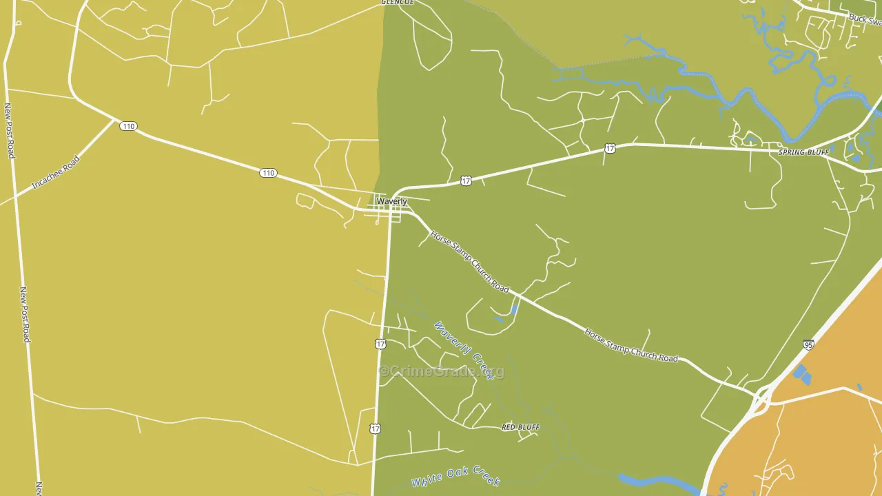 Red Bluff, GA Map of Burglary Rates