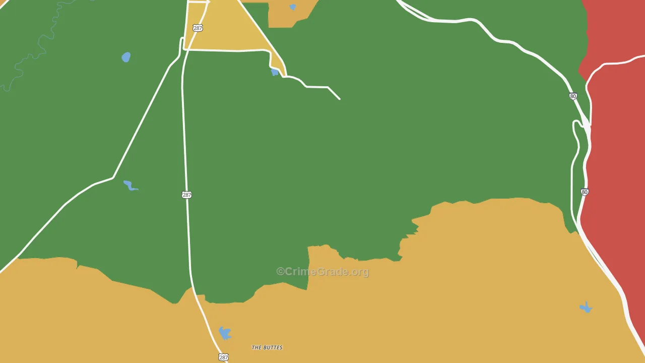 Red Buttes, WY Map of Burglary Rates