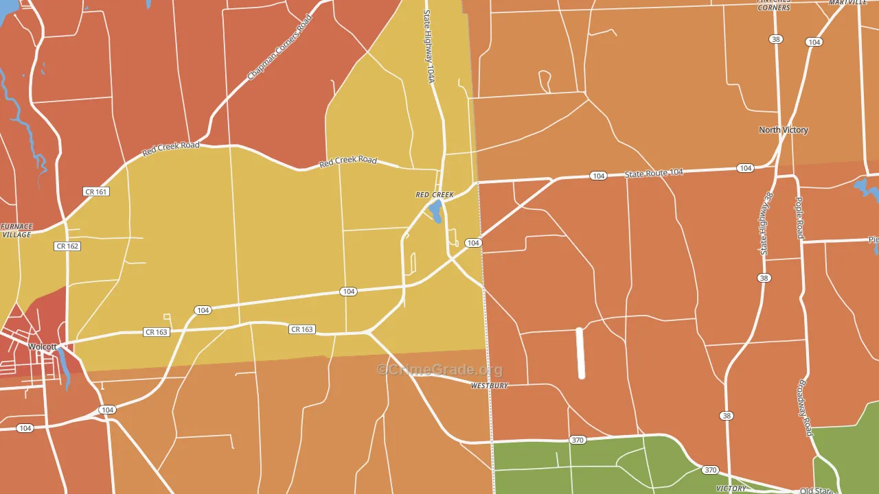 Red Creek, NY Map of Burglary Rates