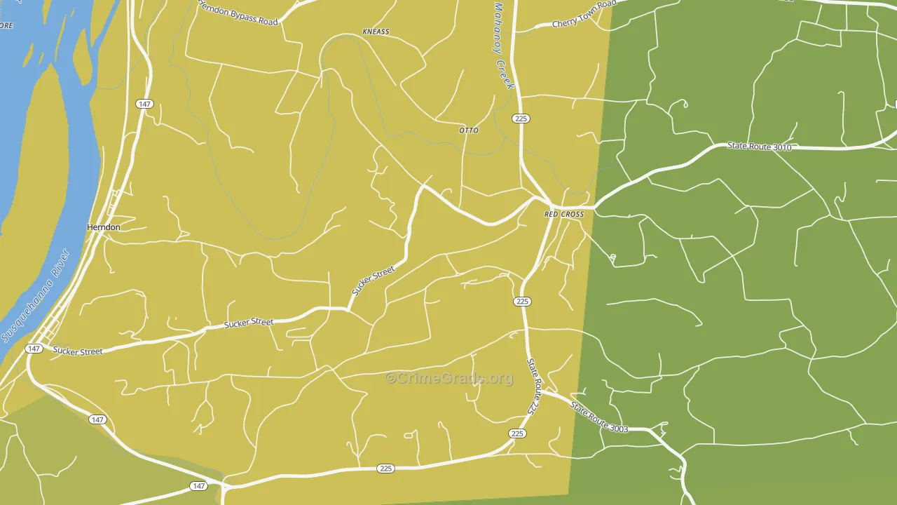 Red Cross, PA Map of Burglary Rates
