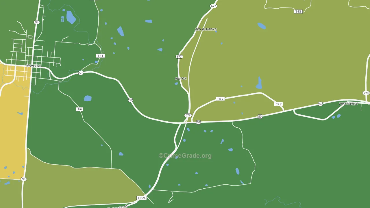 Red Diamond, OH Map of Burglary Rates