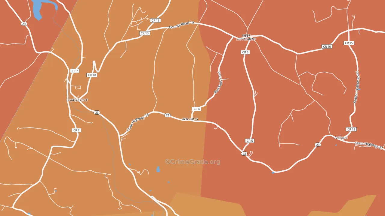 Red Falls, NY Map of Burglary Rates