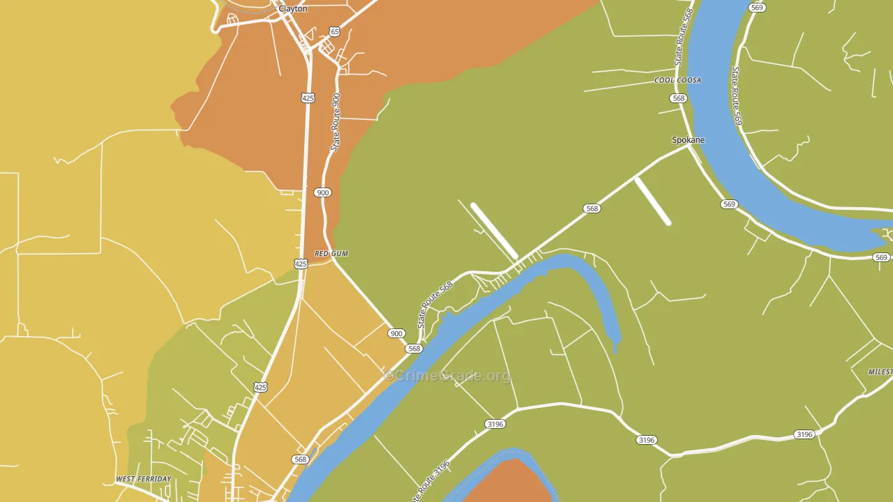Red Gum, LA Map of Burglary Rates