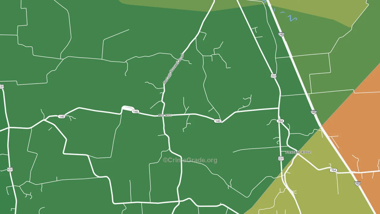 Red Hill, KY Map of Burglary Rates