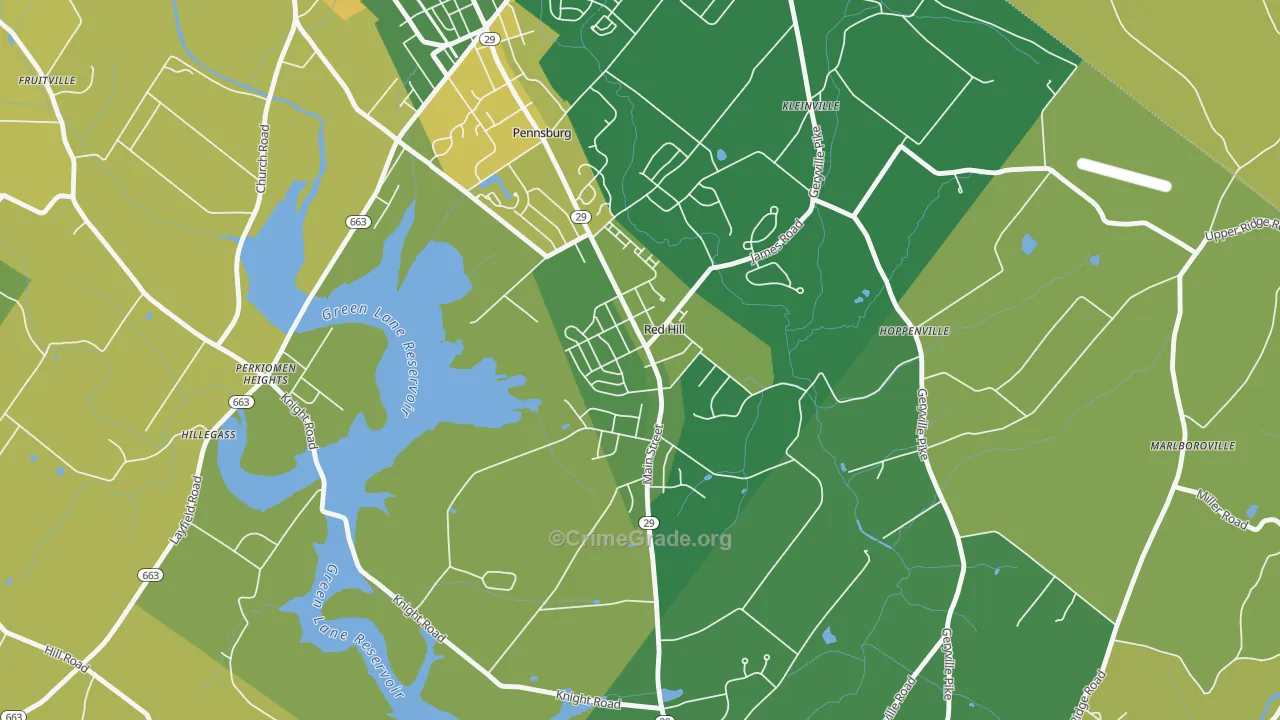 Red Hill, PA Map of Burglary Rates