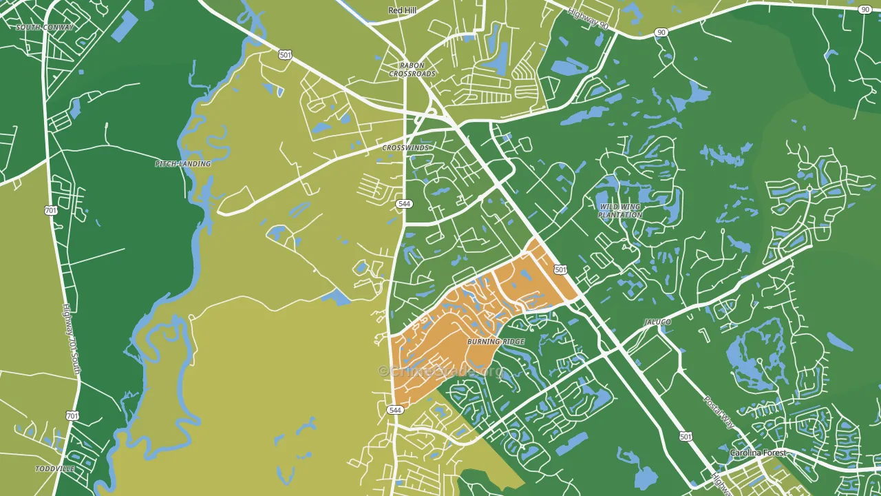 Red Hill, SC Map of Burglary Rates