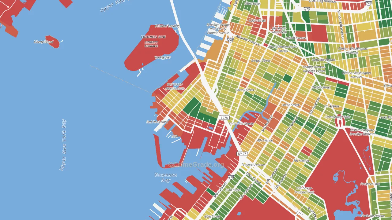 Red Hook, Brooklyn, NY Map of Burglary Rates
