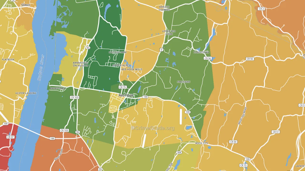 Red Hook, NY Map of Burglary Rates
