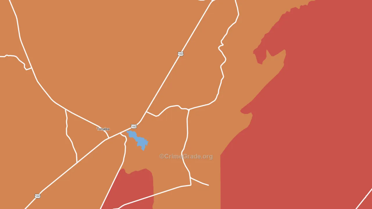 Red Lake, AZ Map of Burglary Rates