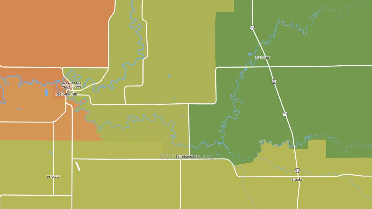 Red Lake County, MN Map of Burglary Rates