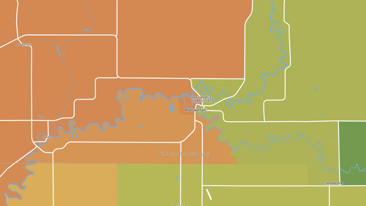 Red Lake Falls, MN Map of Burglary Rates