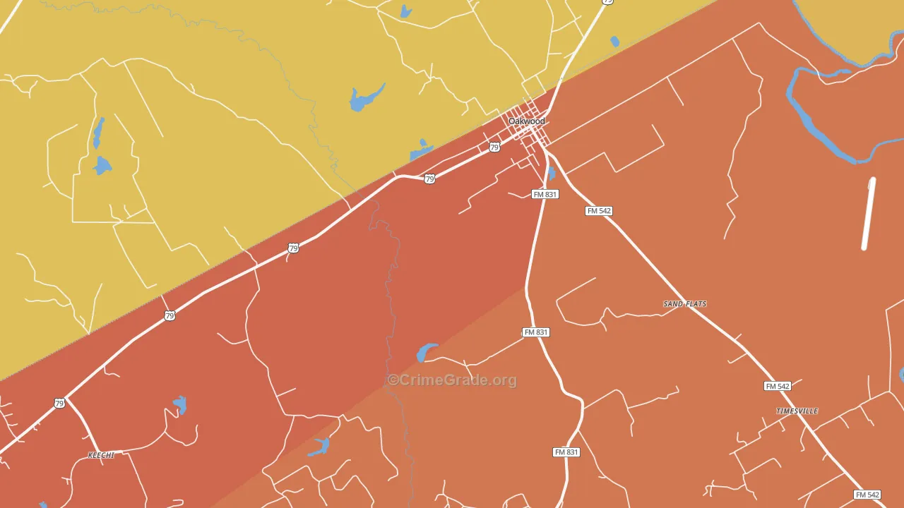 Red Lake, TX Map of Burglary Rates