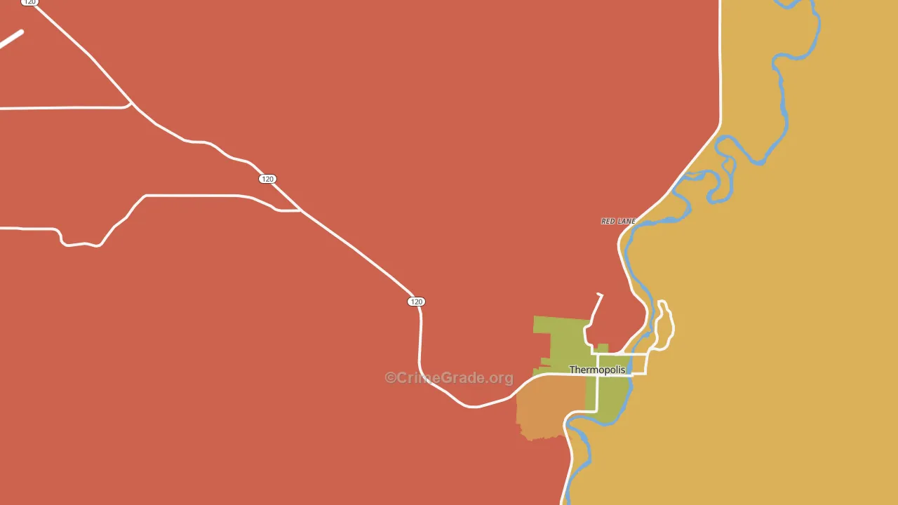Red Lane, WY Map of Burglary Rates