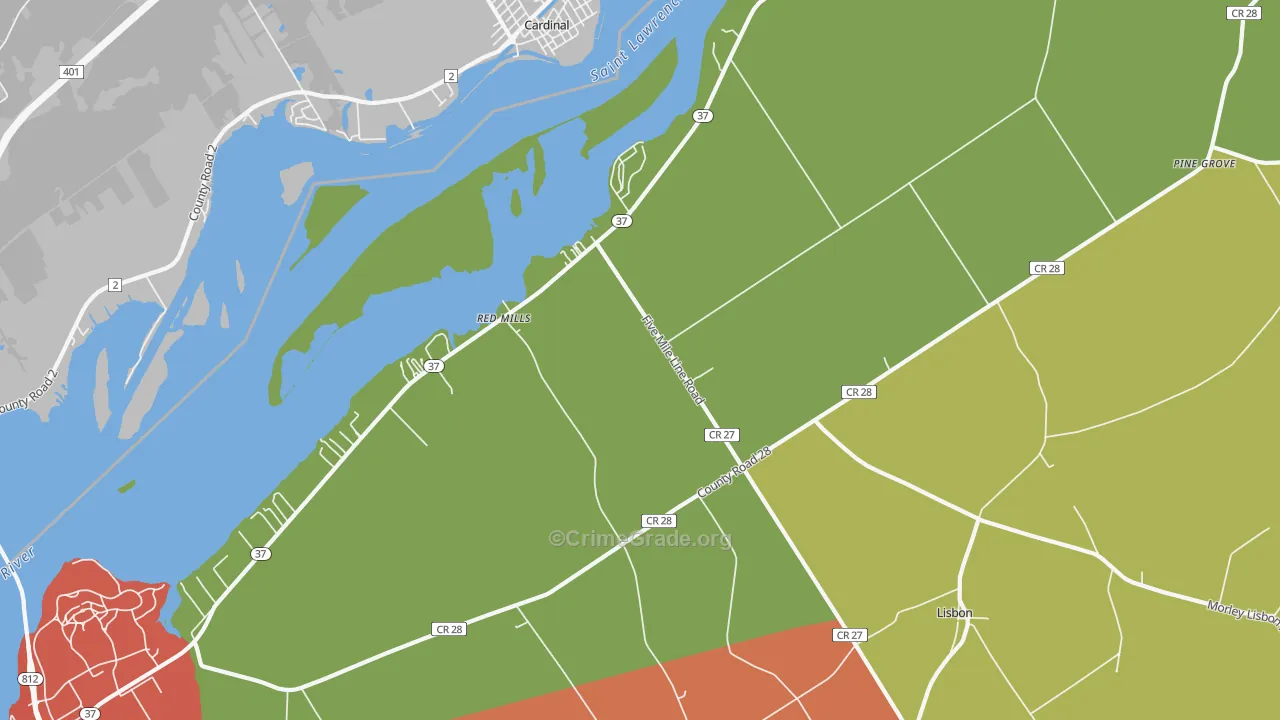 Red Mills, NY Map of Burglary Rates