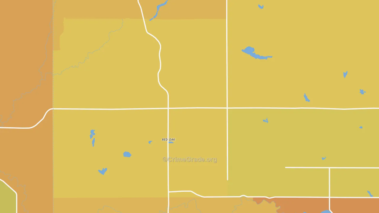 Red Oak, MI Map of Burglary Rates
