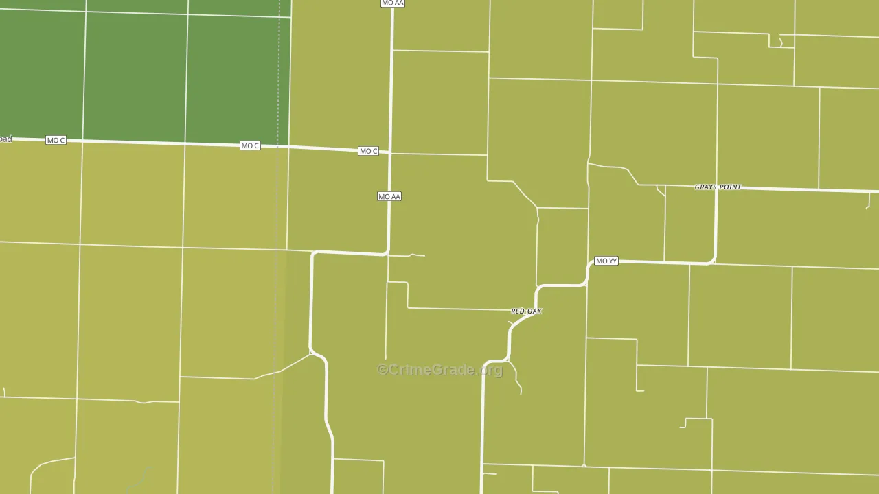 Red Oak, MO Map of Burglary Rates