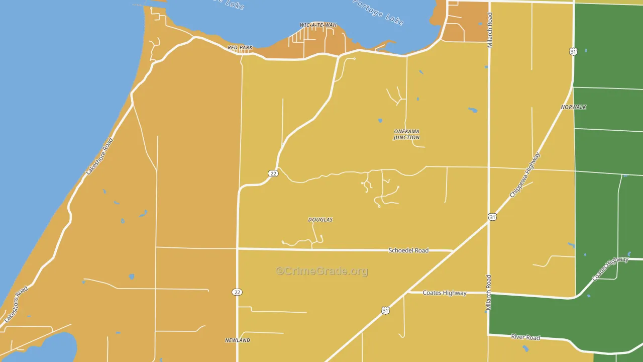 Red Park, MI Map of Burglary Rates