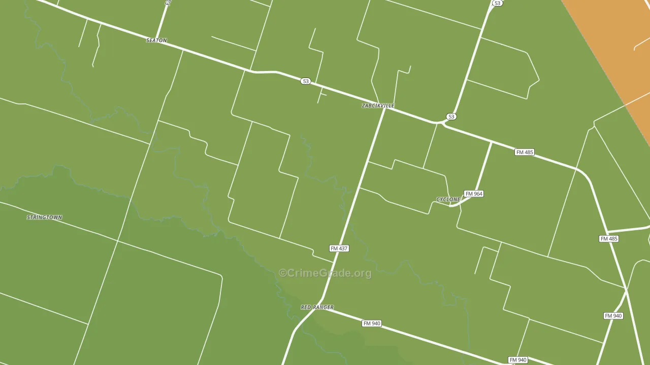 Red Ranger, TX Map of Burglary Rates