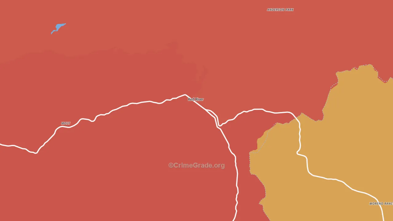 Red River, NM Map of Burglary Rates