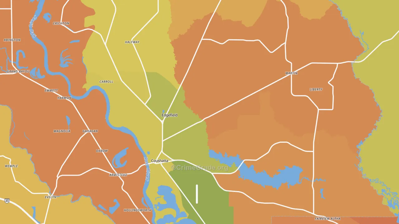 Red River Parish, LA Map of Burglary Rates